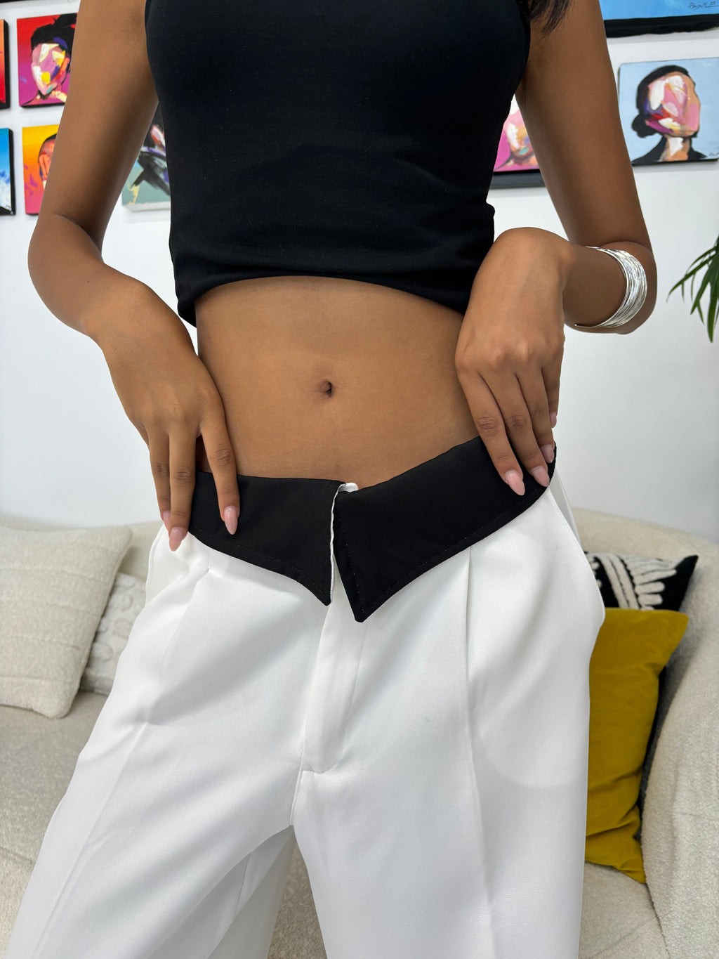 White reverse waistband